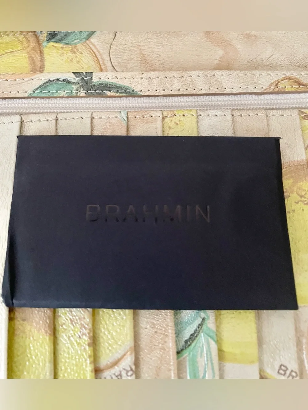 NWOT-Brahmin Desert Amalfi Skyler Zip Around Travel Wallet Wristlet Citrus Embos